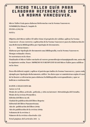 Micro Taller Normas Vancouver