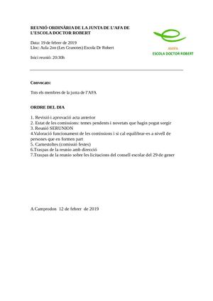 Od Afa 19 Febrer 2019