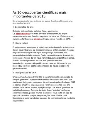 As 10 Descobertas Científicas Mais Importantes