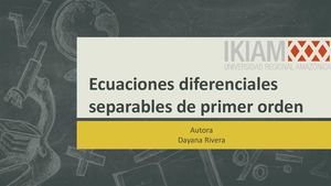 Ecuaciones Diferenciales Separables De Primer Orden