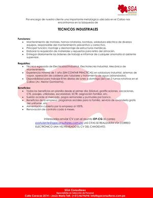 SGA Técnico Industrial  Zinsa