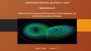 Sistemas Lineales No Homogeneos - Coeficientes Indeterminados