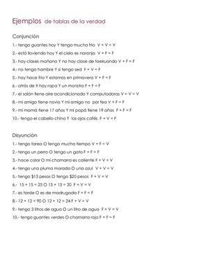 Ejemplos De Tablas De La Verdad