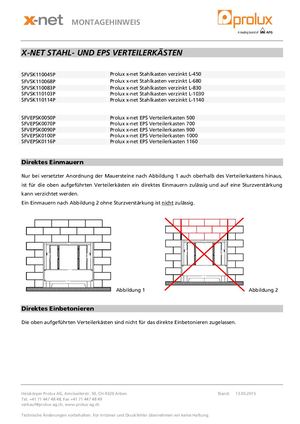 Montageanleitung Einmauern Stahl EPS Verteilerkasten x-net