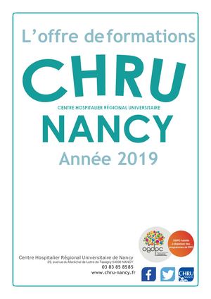 L'offre de formations 2019 du CHRU de Nancy