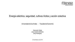Energía Eléctrica, Cultivos Ilícitos y Acción Colectiva Ceo - Uniandes
