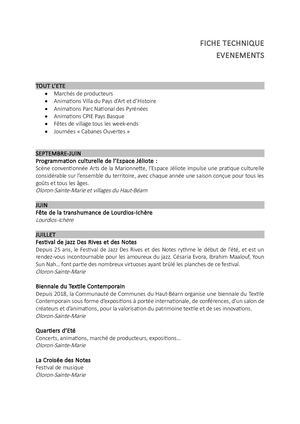Fiche Technique Evenements