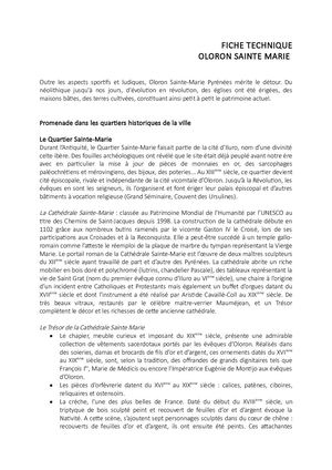 Fiche Technique Oloron Sainte Marie