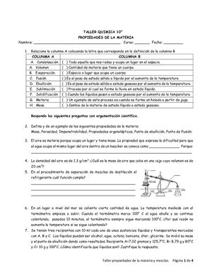 Evalación Propiedades de la Materia