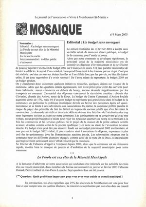 Mosaïque N°4 - Mars 2003