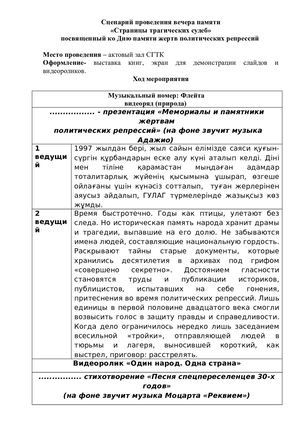 Сценарии День памяти жертв политических репрессии.
