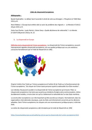la citoyenneté en Europe