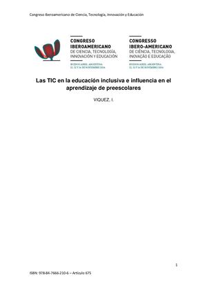 Las TIC en la educación inclusiva e influencia en el aprendizaje de preescolares