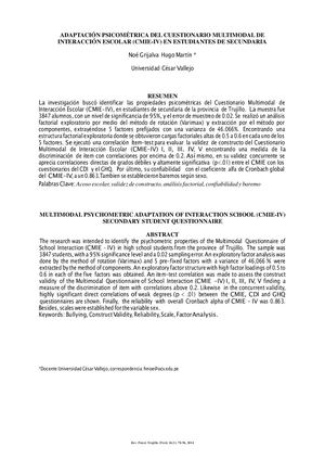 Adaptación Psicométrica Del Cuestionario Multimodal De Interacción Escolar (Cmie Iv) En Estudiantes De Secundaria (1)