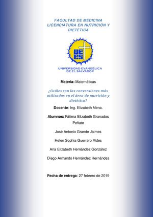 CONVERSIONES NUTRICIONALES