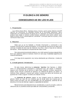 Violencia De Género Consecuencias En Los Hijos