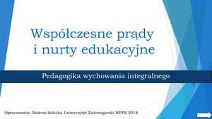 Pedagogika Wychowania Integralnego Bożena Solecka I Rok Wpps