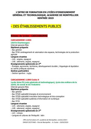 Onisep Ens de Spécialité 2019