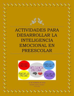 Actividades Para Desarrollar La Inteligencia Emocional En Preescolar