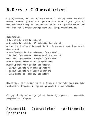 C Operatorleri C Operators