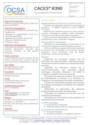 Calaméo - PG001 DA P054 CACES R390 Initiale Toutes Catégories 3 Jours