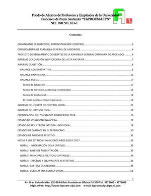 FAPROEM UFPS INFORME ASAMBLEA GENERAL ASOCIADOS 2019
