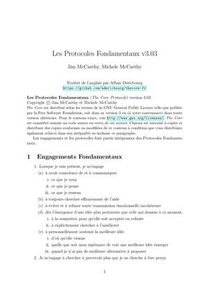 Les Protocoles Fondamentaux Jim Mc Carthy, Michele Mc Carthy