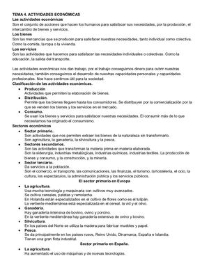 Resumen 6º Tema 4 Actividades Económicas De Sociales