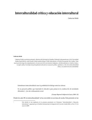 Interculturalidad Critica Y Educacionintercultural