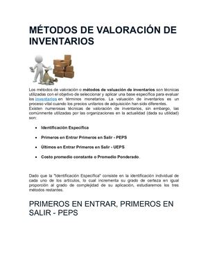 Métodos De Valoración De Inventarios