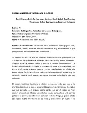 MODELO LINGÜÍSTICO TRADICIONAL O CLÁSICO
