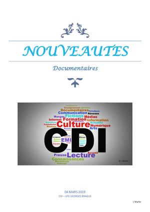 Nouveautés Documentaires Mars 2019