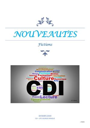 Nouveautés Fictions Mars 2019