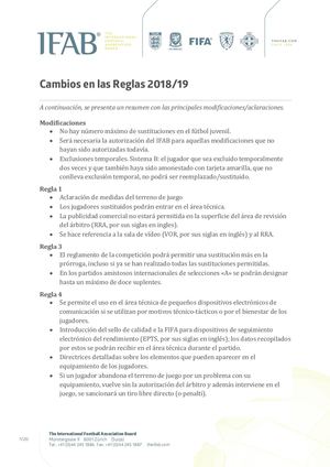 Cambios De Las Reglas 2018 2019