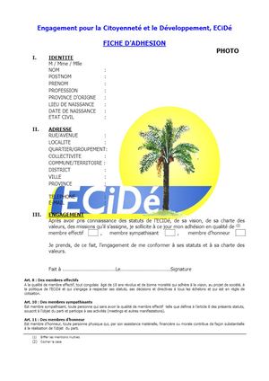 Fiche D'adhesion Ecide