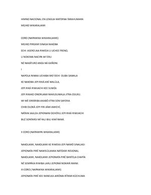 Himno Nacional En Lengua Materna RARÁMURI