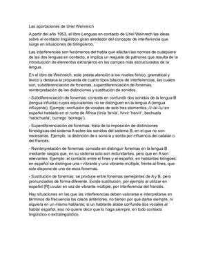 Las Aportaciones De Uriel Weinreich E Interferencia Y Convergencia