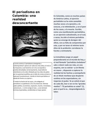 El Periodismo En Colombia