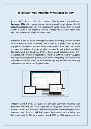 Prospect Soft Now Integrates With Exchequer Crm