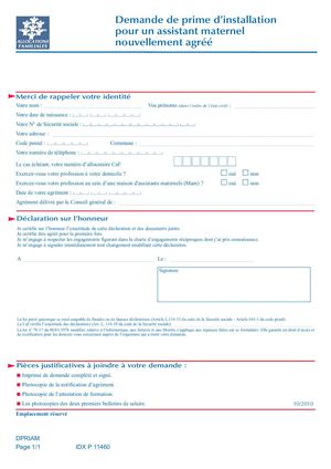 Demande de prime d'installation pour un assistant maternel nouvellement agréé