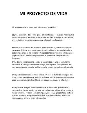 Mi Proyecto De Vida