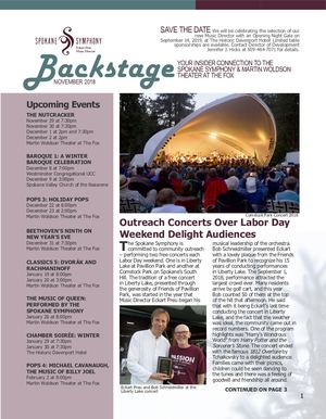 Spokane Symphony Backstage Newsletter - November 2018