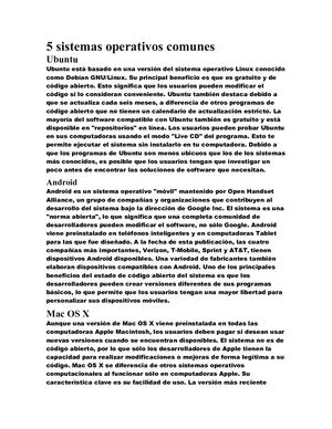 Sistemas Operativos Comunes