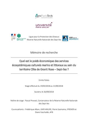 Quel est le poids économique des services écosystémiques culturels marins et littoraux au sein du territoire Côte de Granit Rose – Sept-Iles ?