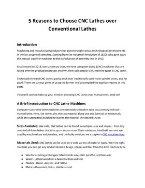 5 Reasons To Choose Cnc Lathes Over Conventional Lathes