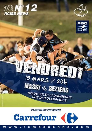 Programme De Match Rugby Club Massy Essonne Beziers 15 03 2019