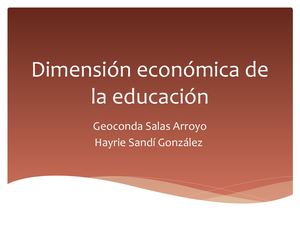 Dimensión Económica De La Educación