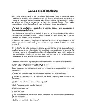 Resumen Analisis De Requerimiento