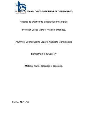 Practica De Elab. De Alegrias