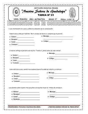 ELEMENTOS DE LA COMUNICACIÓN TAREA